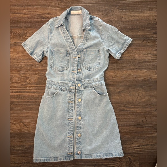 Zara Light Blue Denim Mini Dress - Picture 1 of 3